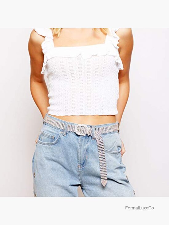 7 Row Rhinestone Chain Belt - Dressy Buckle Belt for Women main image 7
